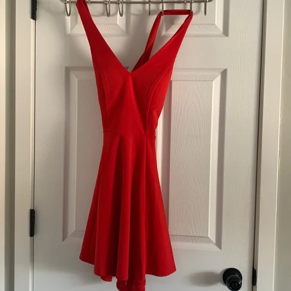 open lace back dress Mad About You Criss-Cross Back Mini Dress Fire Red